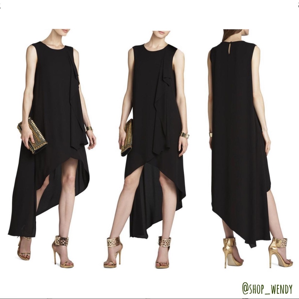 BCBG Max Azria Asymmetrical Drape Dress Size L